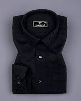 Starry Black Jacquard Texture Solid Cotton Shirt