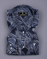Yumani Blue Multicolor Arrow Printed Premium Cotton Shirt