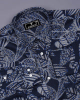 Yumani Blue Multicolor Arrow Printed Premium Cotton Shirt