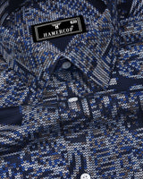 Yumani Blue Multicolor Arrow Printed Premium Cotton Shirt