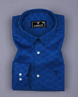 Sapphire Blue Square Printed Cotton Shirt