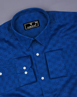 Sapphire Blue Square Printed Cotton Shirt