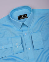 Aquarium Blue Plain Oxford Cotton Formal Shirt