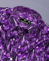 True Purple With Black Digital Print Cotton Shirt
