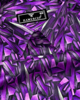 True Purple With Black Digital Print Cotton Shirt