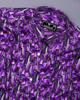 True Purple With Black Digital Print Cotton Shirt