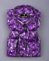 True Purple With Black Digital Print Cotton Shirt