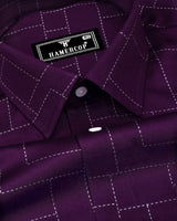 Jam Purple With Silver Glitter Printed Cotton Shirt