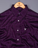 Jam Purple With Silver Glitter Printed Cotton Shirt