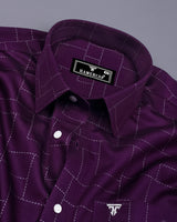 Jam Purple With Silver Glitter Printed Cotton Shirt