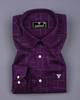 Jam Purple With Silver Glitter Printed Cotton Shirt