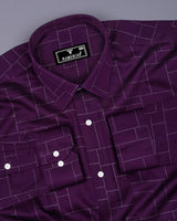Jam Purple With Silver Glitter Printed Cotton Shirt