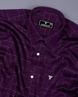 Jam Purple With Silver Glitter Printed Cotton Shirt