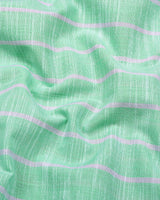 Mint Green With White Stripe Linen Cotton Shirt
