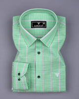 Mint Green With White Stripe Linen Cotton Shirt