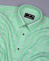 Mint Green With White Stripe Linen Cotton Shirt