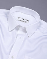 Milkyway White Self Small Check Premium Giza Shirt