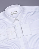 Milkyway White Self Small Check Premium Giza Shirt