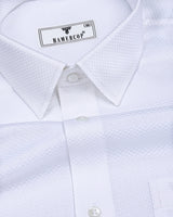 Milkyway White Self Small Check Premium Giza Shirt