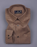 Holon Brown Dobby Texture Solid Cotton Shirt