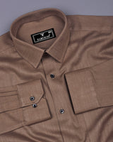 Holon Brown Dobby Texture Solid Cotton Shirt
