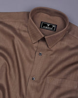 Holon Brown Dobby Texture Solid Cotton Shirt
