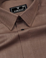 Holon Brown Dobby Texture Solid Cotton Shirt