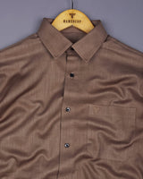 Holon Brown Dobby Texture Solid Cotton Shirt