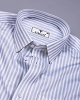 Crumple Gray With White Stripe Premium Cotton Shirt