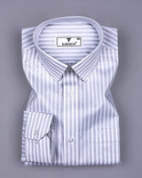 Crumple Gray With White Stripe Premium Cotton Shirt
