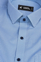 White with blue alien plane printed cotton shirt