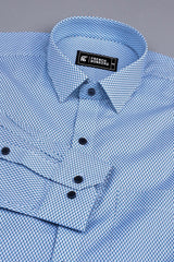 White with blue alien plane printed cotton shirt