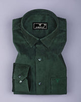 Hunter Green Corduroy Premium Cotton Solid Shirt