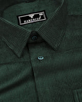 Hunter Green Corduroy Premium Cotton Solid Shirt