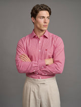 Tropsin Red Houndstooth Dobby Check Premium Giza Shirt