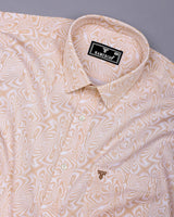 Ripple Cream With White Optical Printed Cotton Shirt