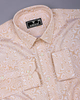 Ripple Cream With White Optical Printed Cotton Shirt