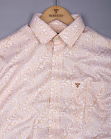 Ripple Cream With White Optical Printed Cotton Shirt