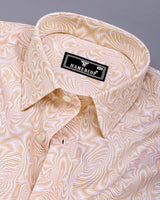 Ripple Cream With White Optical Printed Cotton Shirt