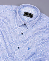 Ripple Blue With White Optical Printed Cotton Shirt