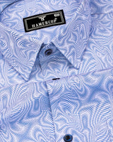 Ripple Blue With White Optical Printed Cotton Shirt