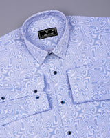 Ripple Blue With White Optical Printed Cotton Shirt
