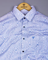 Ripple Blue With White Optical Printed Cotton Shirt