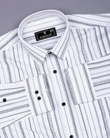 White African Art Printed Seersucker Cotton Shirt