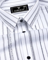 White African Art Printed Seersucker Cotton Shirt