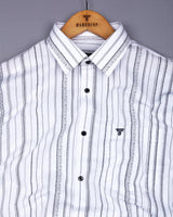 White African Art Printed Seersucker Cotton Shirt