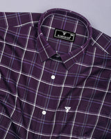 Trezzano Purple With White Check Premium Dobby Cotton Shirt