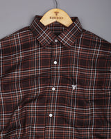 Delta Brown With White Twill Check Premium Cotton Shirt
