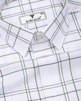 Bron White With Green Dobby Check Cotton Shirt
