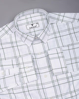 Bron White With Green Dobby Check Cotton Shirt